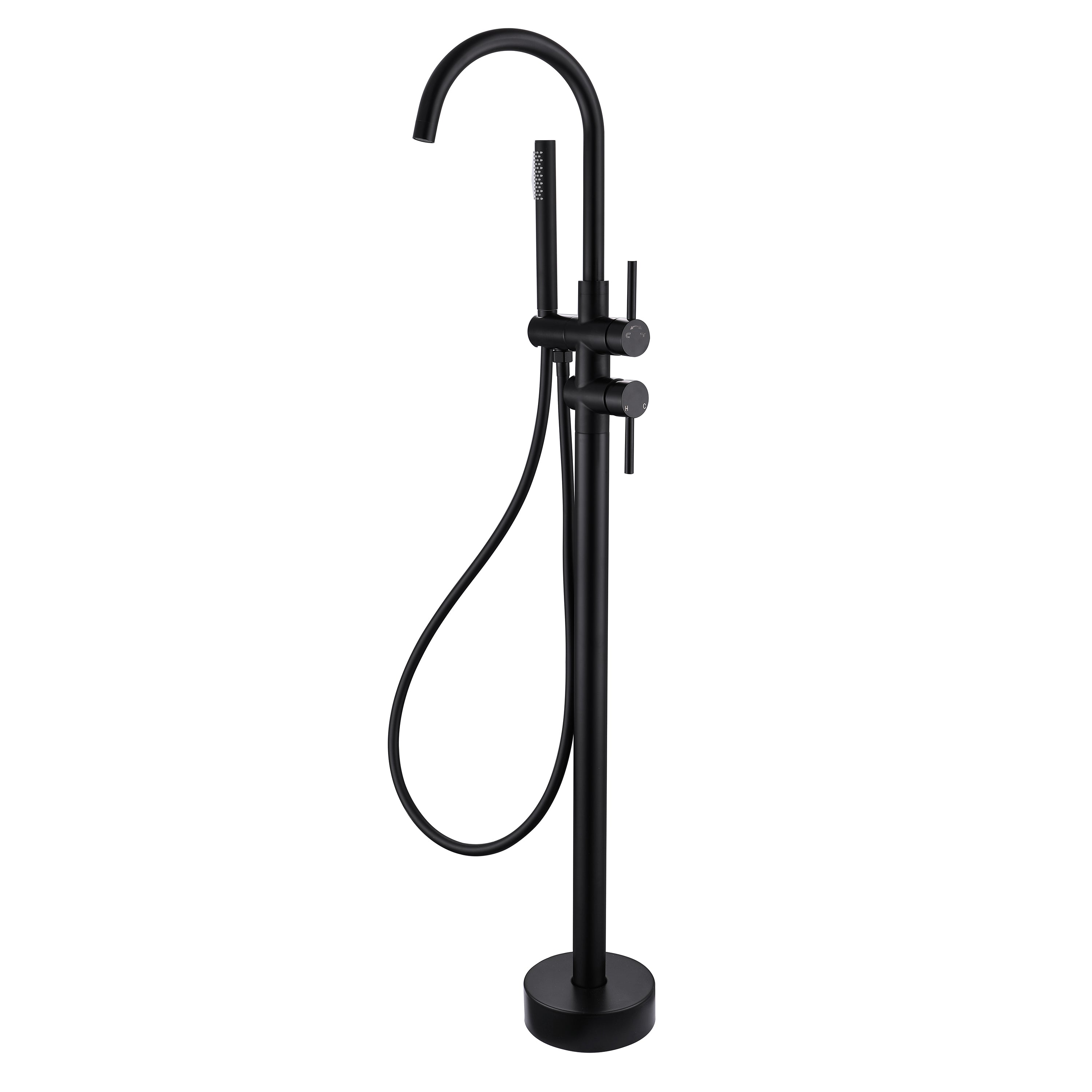 Kirra Floor Mounted Bath Mixer with Handheld - Black