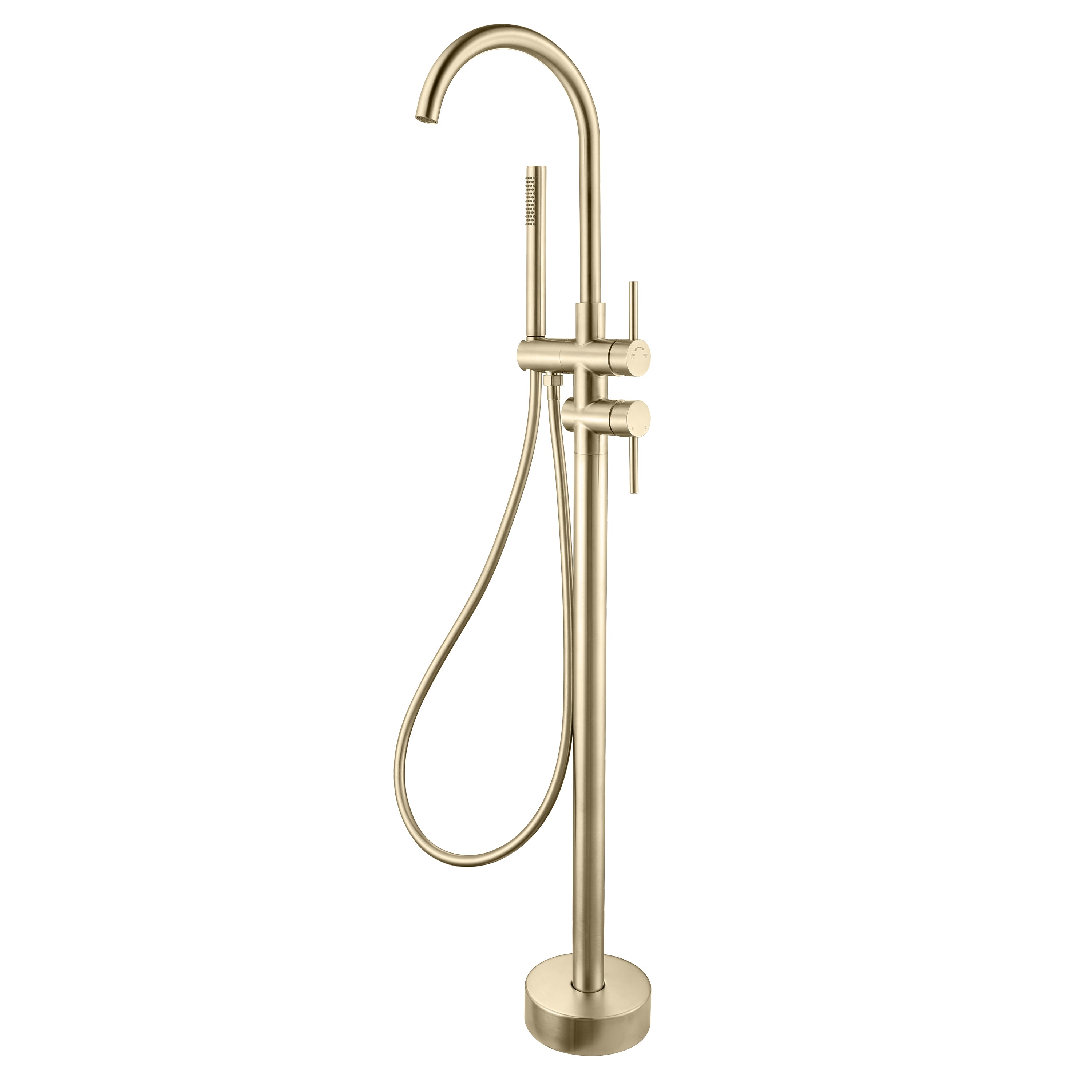 Kirra Floor Mounted Bath Mixer with Handheld - Brushed Brass