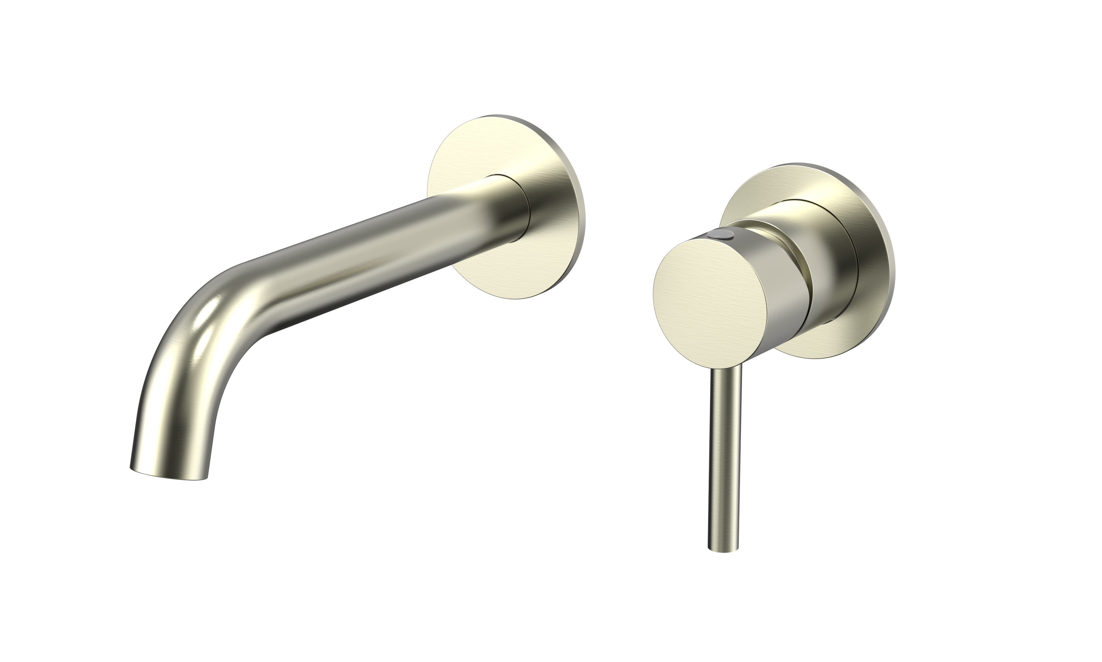 Kirra Wall Basin Mixer Set with 180mm Spout - Brushed Brass