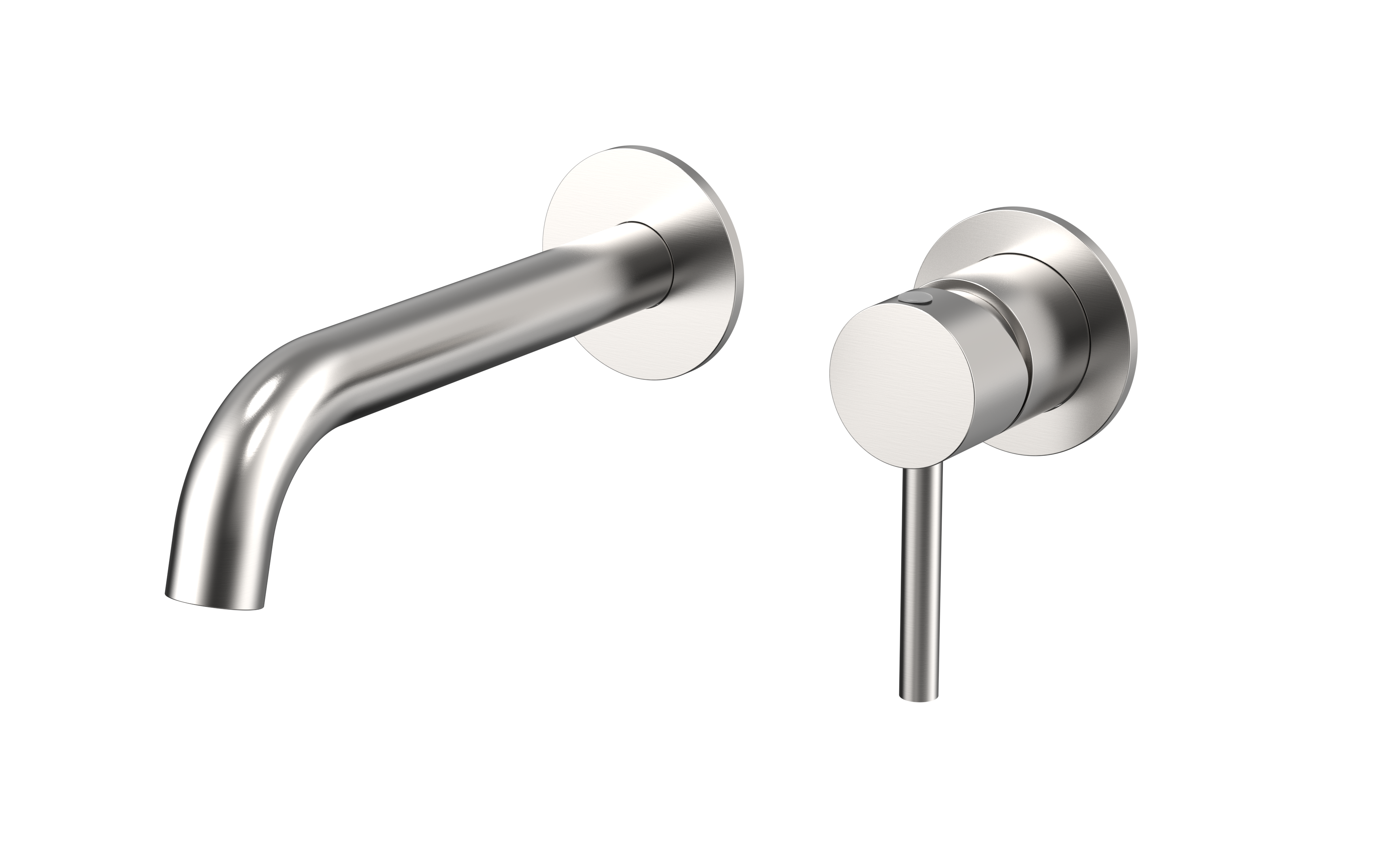 Kirra Wall Basin Mixer Set with 180mm Spout - Brushed Nickel