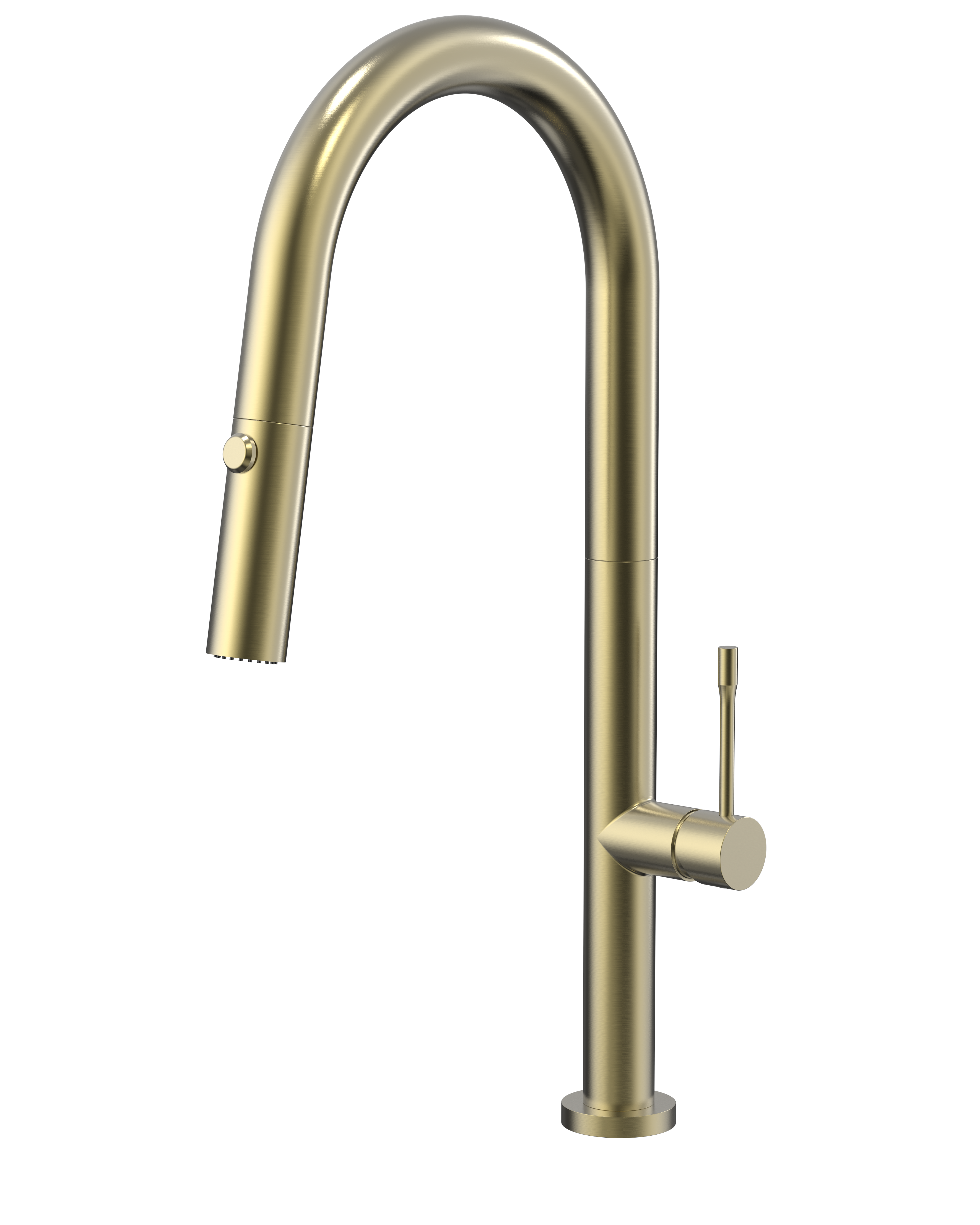 Kirra Slimline Pull Out Sink Mixer with Hidden Button - Brushed Brass