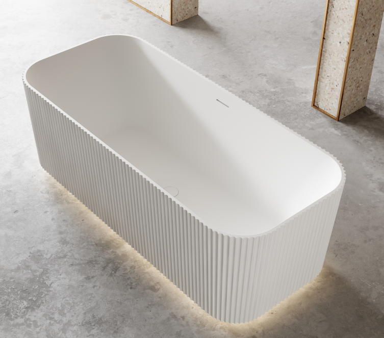 Mila Rectangle Fluted Freestanding Bath 1500mm