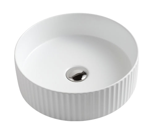 Miles Fluted Round Above Counter Basin Gloss White