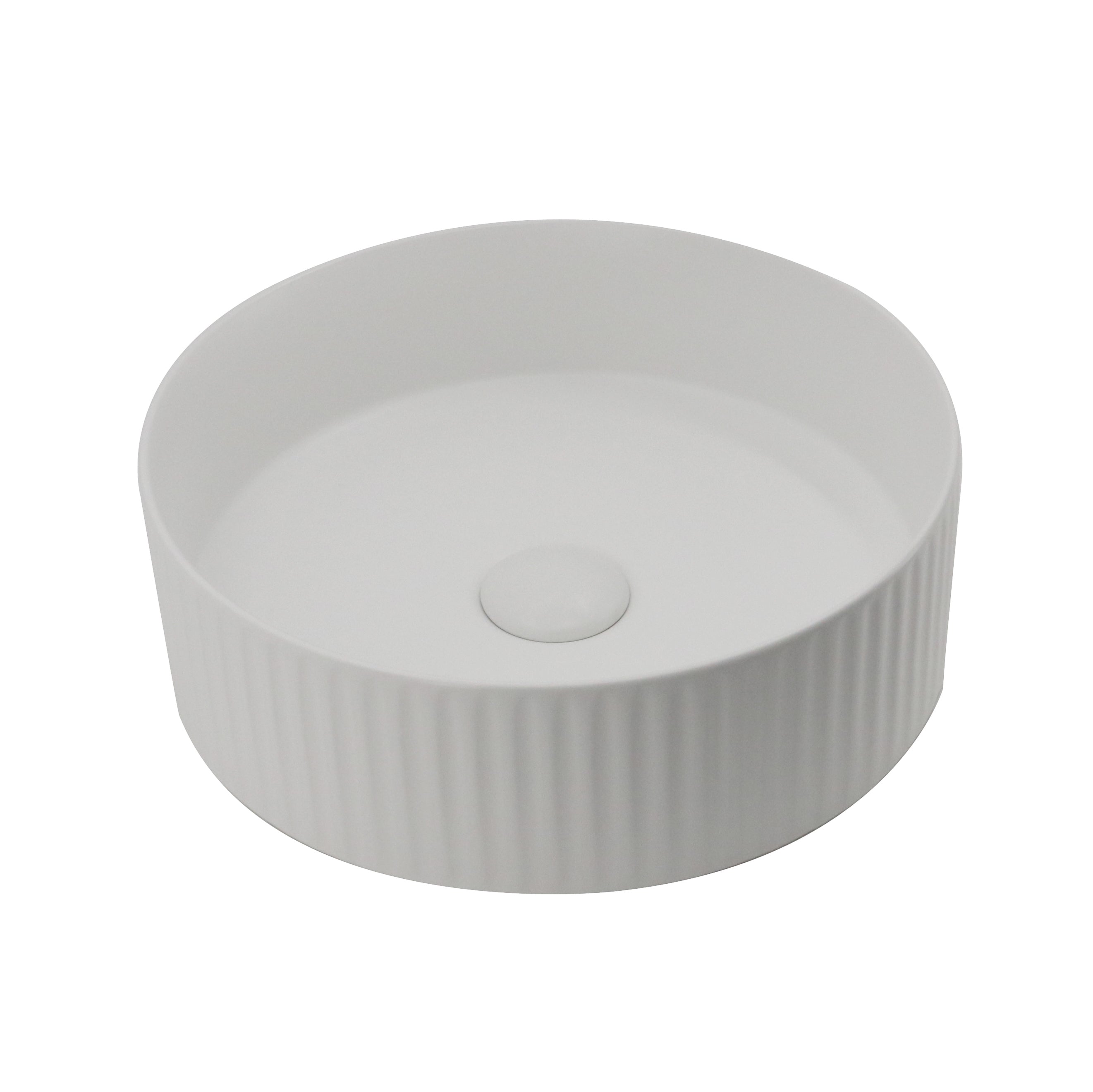 Miles Fluted Round Above Counter Basin Matte White