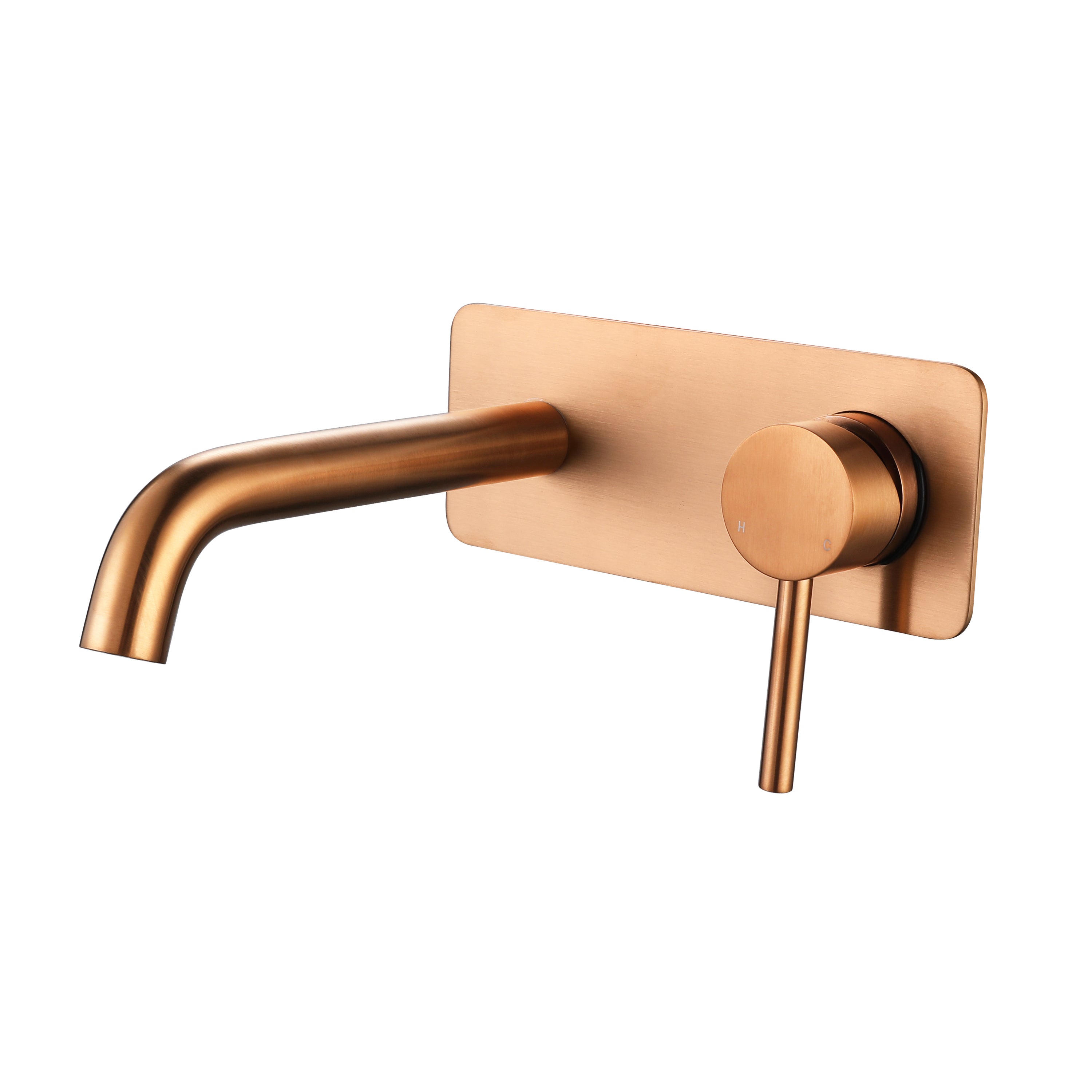 Rivara Wall Basin Mixer Set with 180mm Spout & Back Plate - Copper