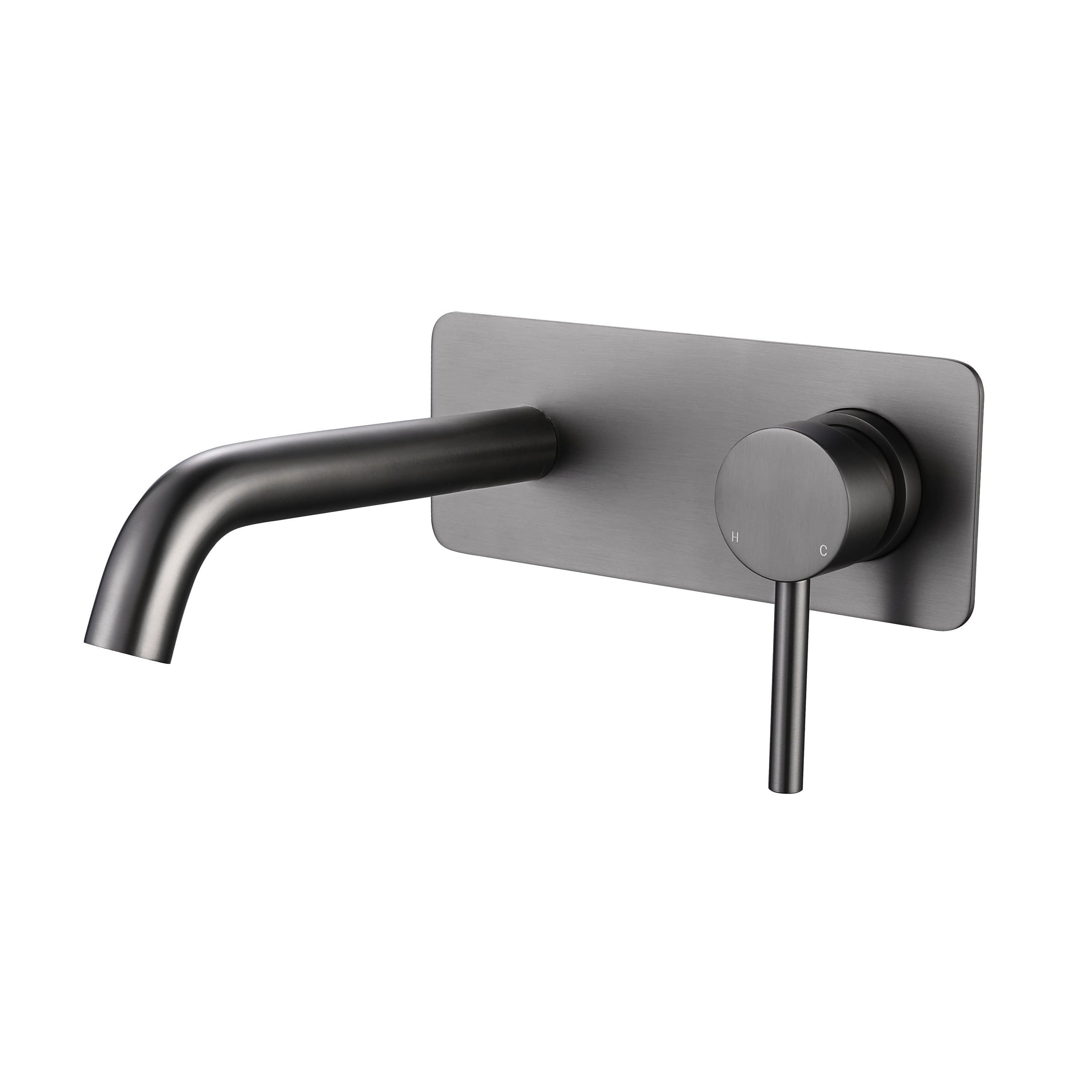 Rivara Wall Basin Mixer Set with 180mm Spout & Back Plate - Gun Metal