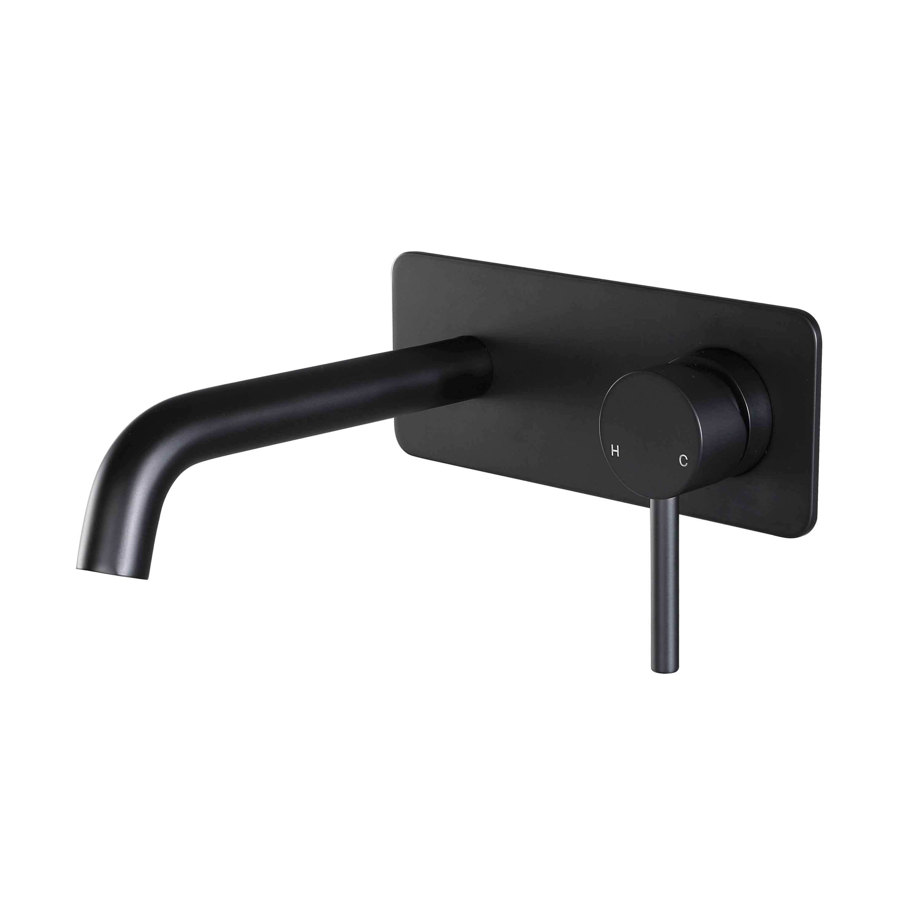 Rivara Wall Basin Mixer Set with 180mm Spout & Back Plate - Black