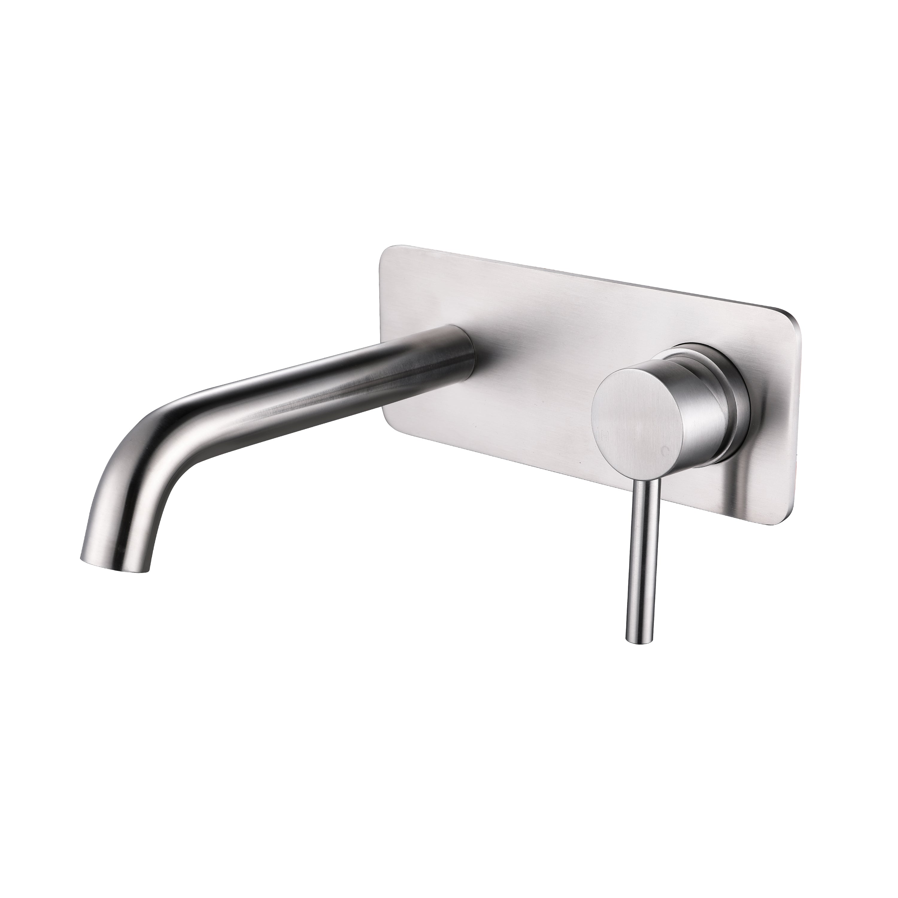 Rivara Wall Basin Mixer Set with 180mm Spout & Back Plate - Brushed Nickel