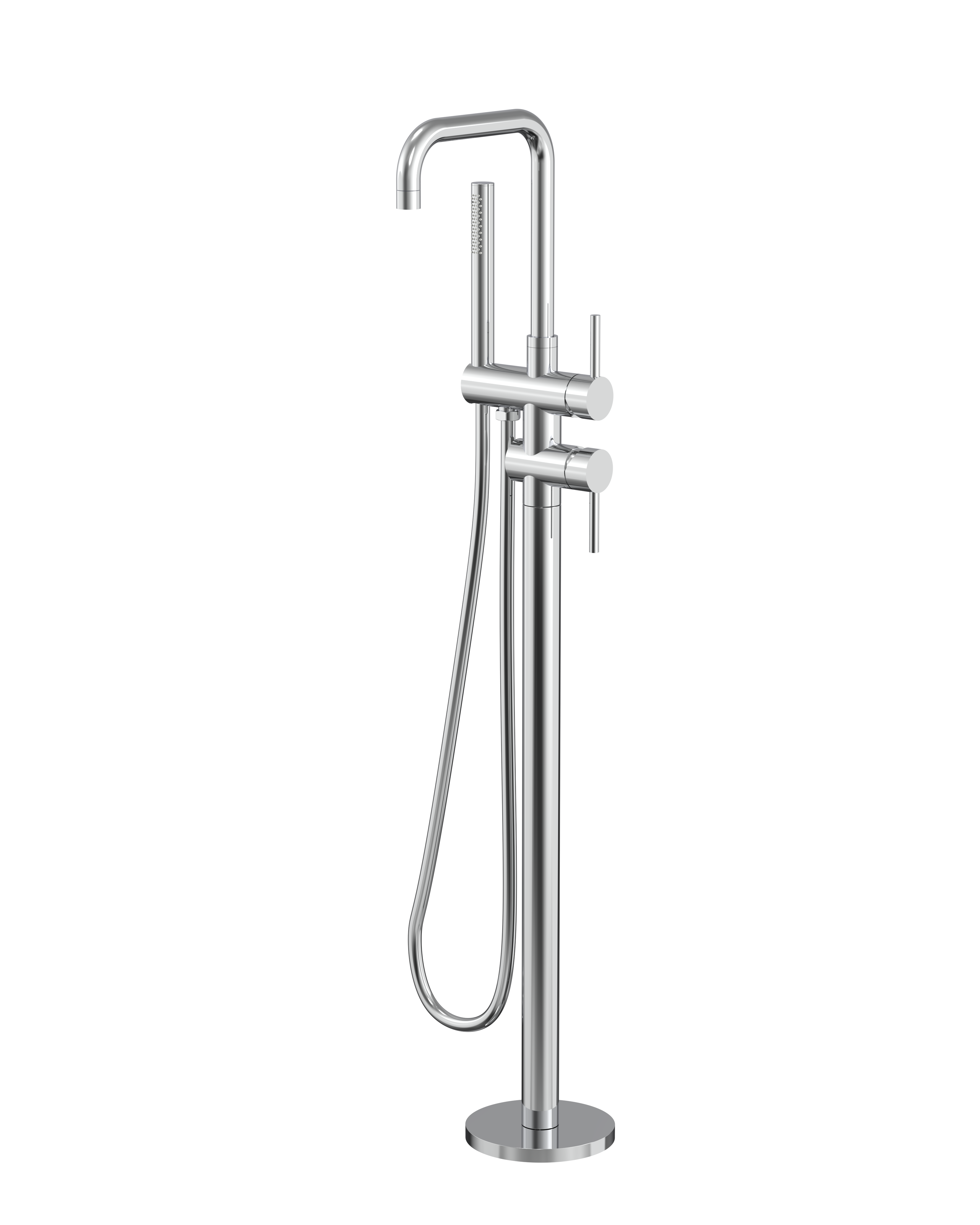 Rivara Floor Mounted Bath Mixer with Flat Cover Plate - Chrome